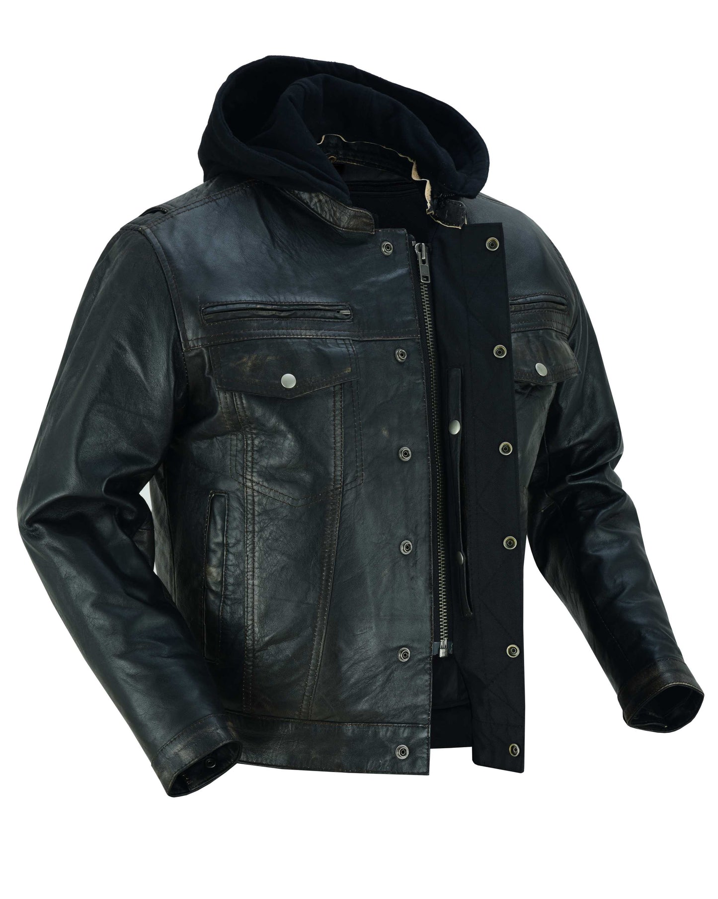 RC782 Men's Lightweight Drum Dyed Distressed Naked Lambskin Jacket