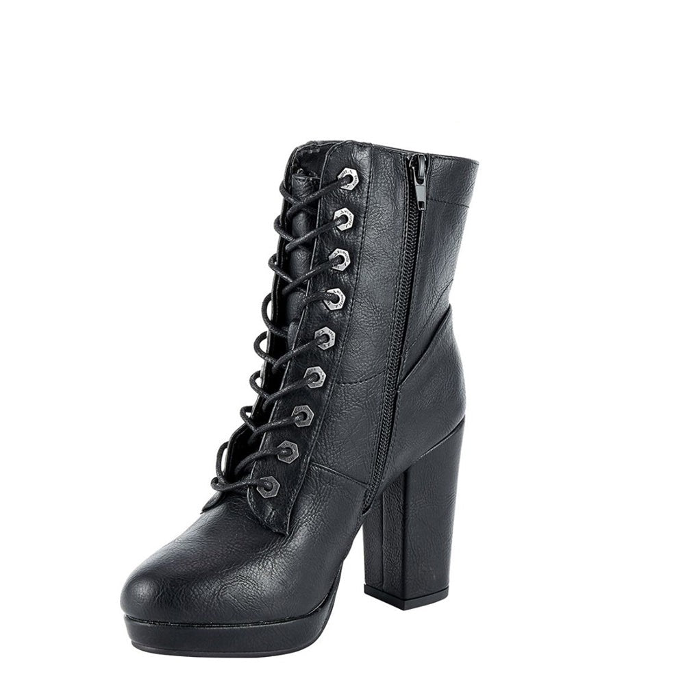 Womens Leather Zippered Chunky Heel Boots By Milwaukee Riders®