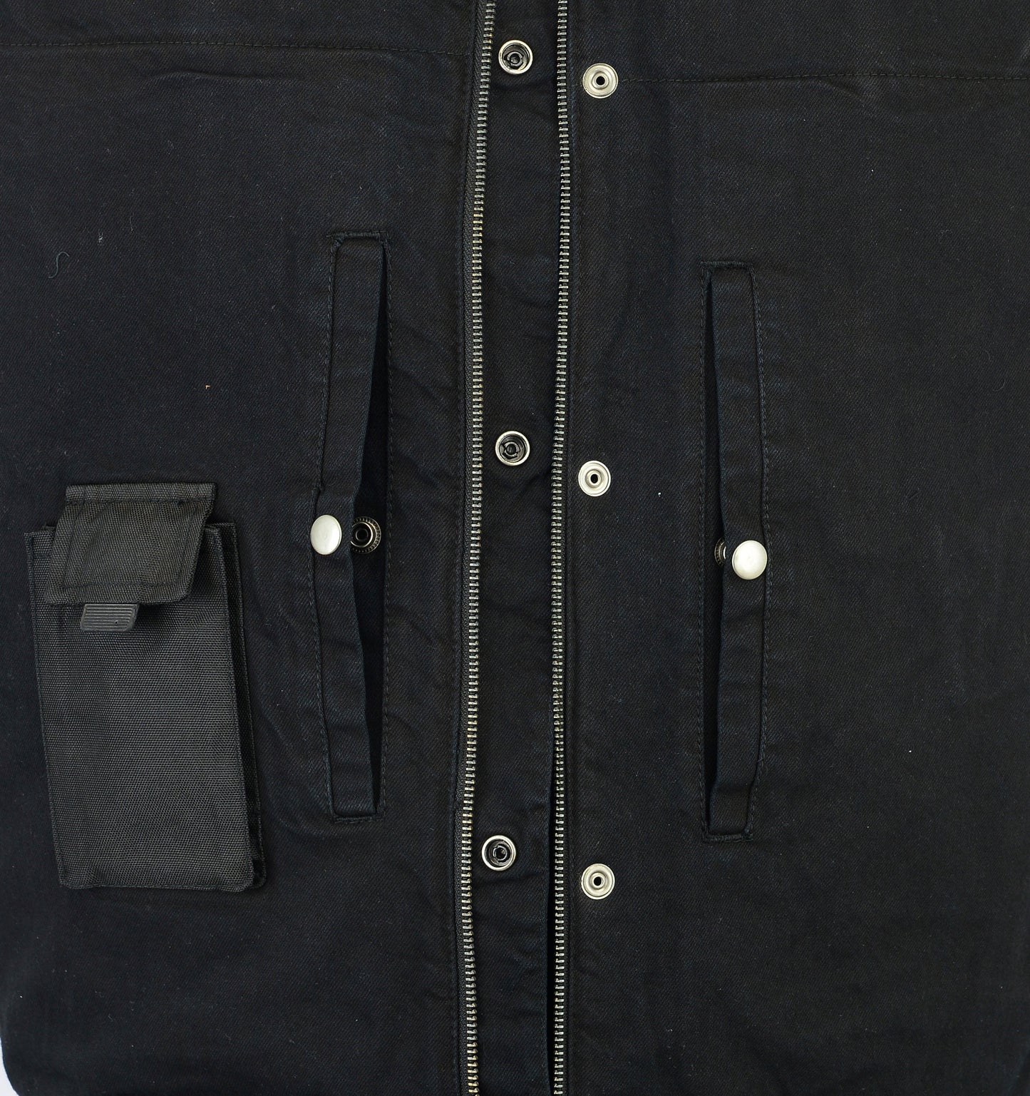 RC991 Men's Black Denim Single Panel Concealment Vest W/Leather Trim- w/o C