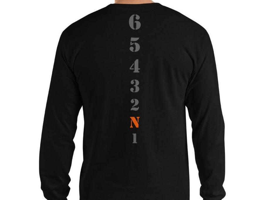 LONG SLEEVE RISE RIDE REPEAT - WHITE LETTERS GEARS ON BACK