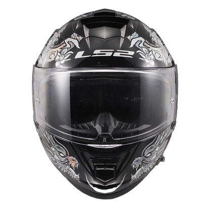 Assault Warrior Full Face Motorcycle Helmet W/ SunShield Krome Silver Black