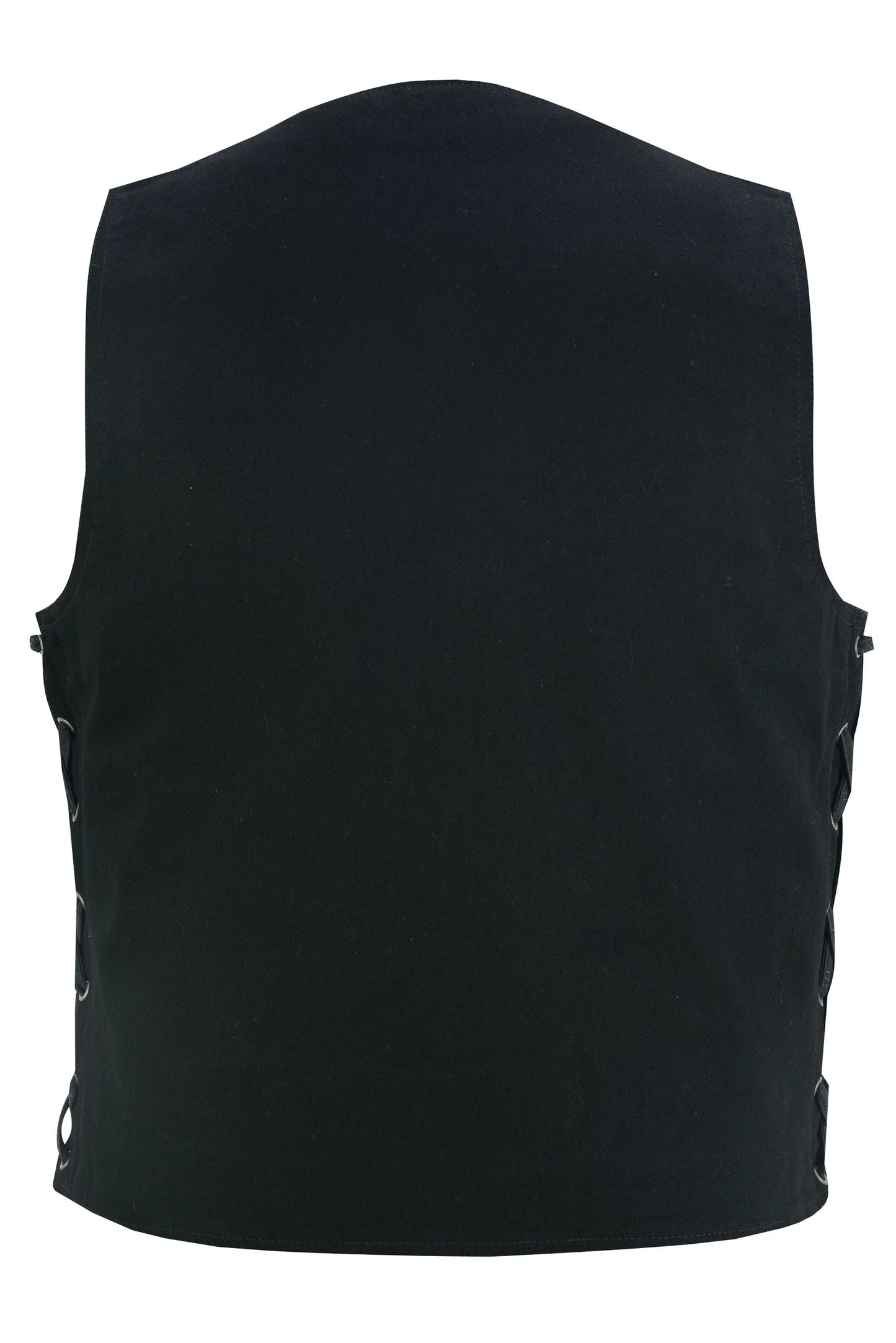 Men's Traditional Denim Motorcycle Vest with Side Laces – Smart Access Pockets