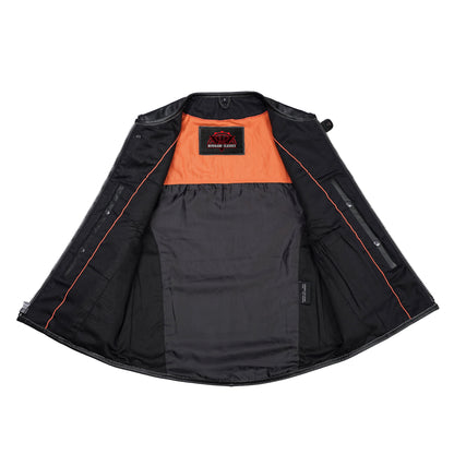 Men's Black Leather SWAT Style Motorcycle Vest