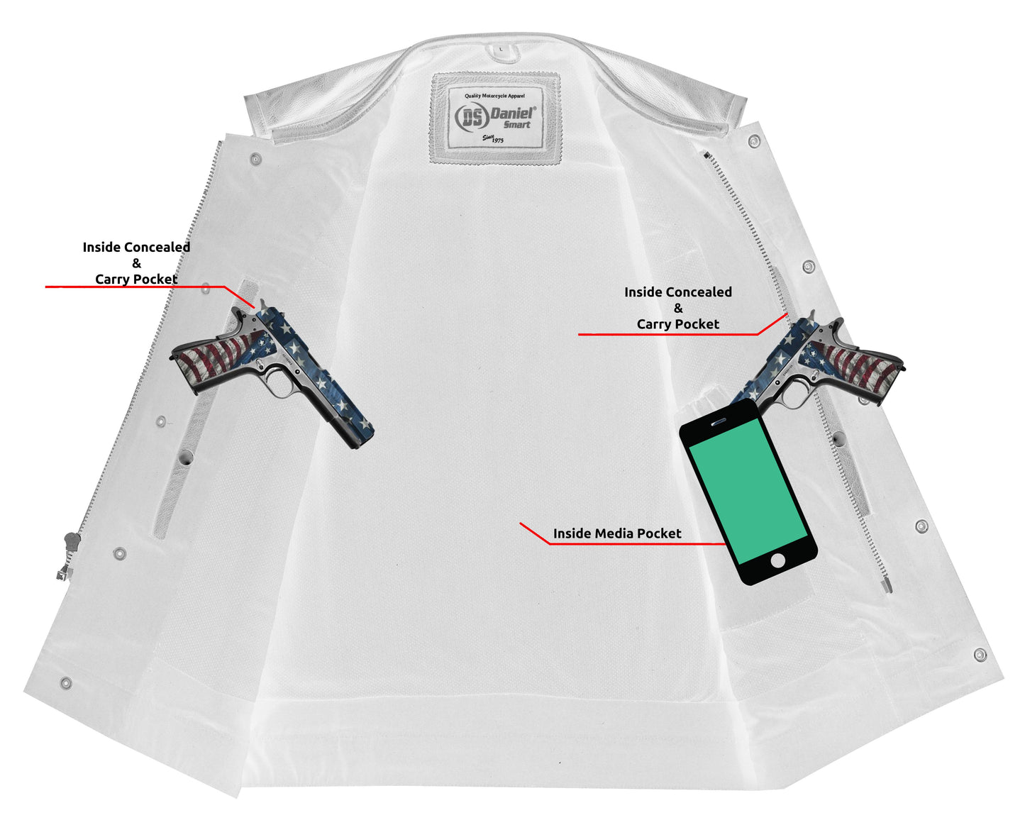 Men's Premium Perforated Single Back Panel Concealment Vest W/O