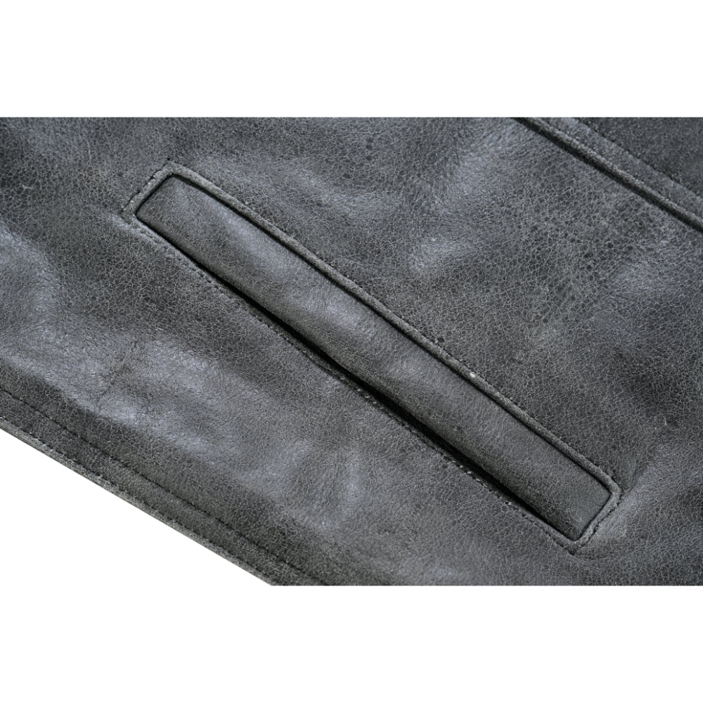 Men's Distressed Gray Cowhide Leather  Motorcycle Vest