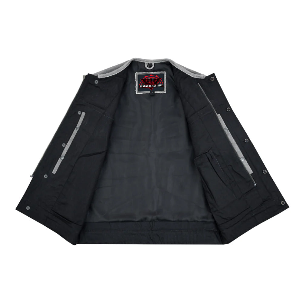 Men's Distressed Gray Cowhide Leather  Motorcycle Vest