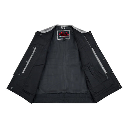 Men's Distressed Gray Cowhide Leather  Motorcycle Vest