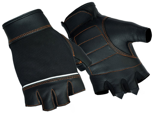 DS2429 Women's Fingerless Glove with Orange Stitching Details