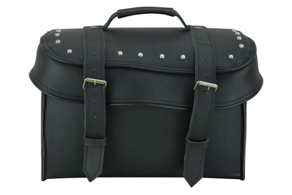 Leather Black PVC Large 4 Piece Motorcycle Touring Tail Bag wi