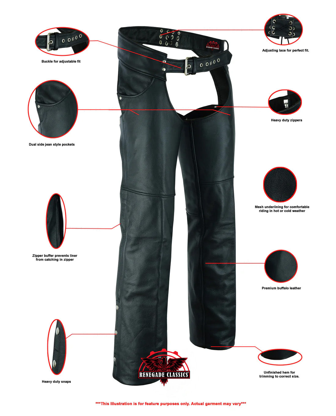 Tall Classic Leather Chaps with Jeans Pockets
