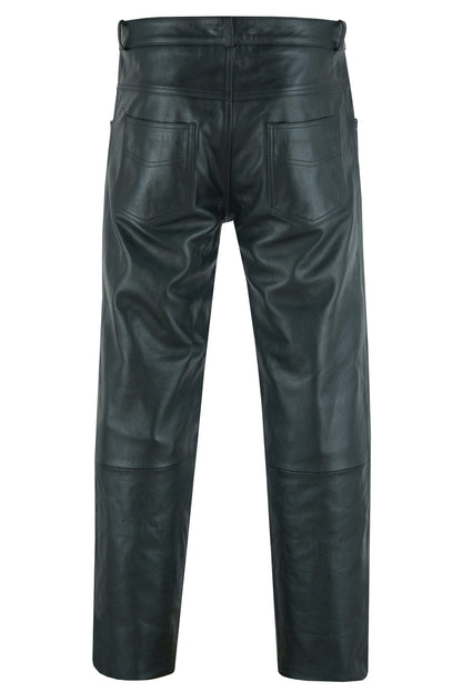 Men's Black Classic 5 Pocket Casual Motorcycle Leather Pants