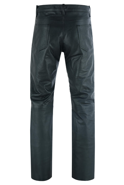 Women's Classic 5 Pocket Black Casual Motorcycle Leather Pants