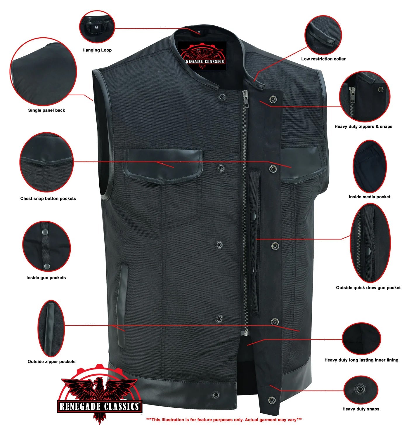 Concealed Snap Closure, Textile Material, W/O Collar & Hidden Z
