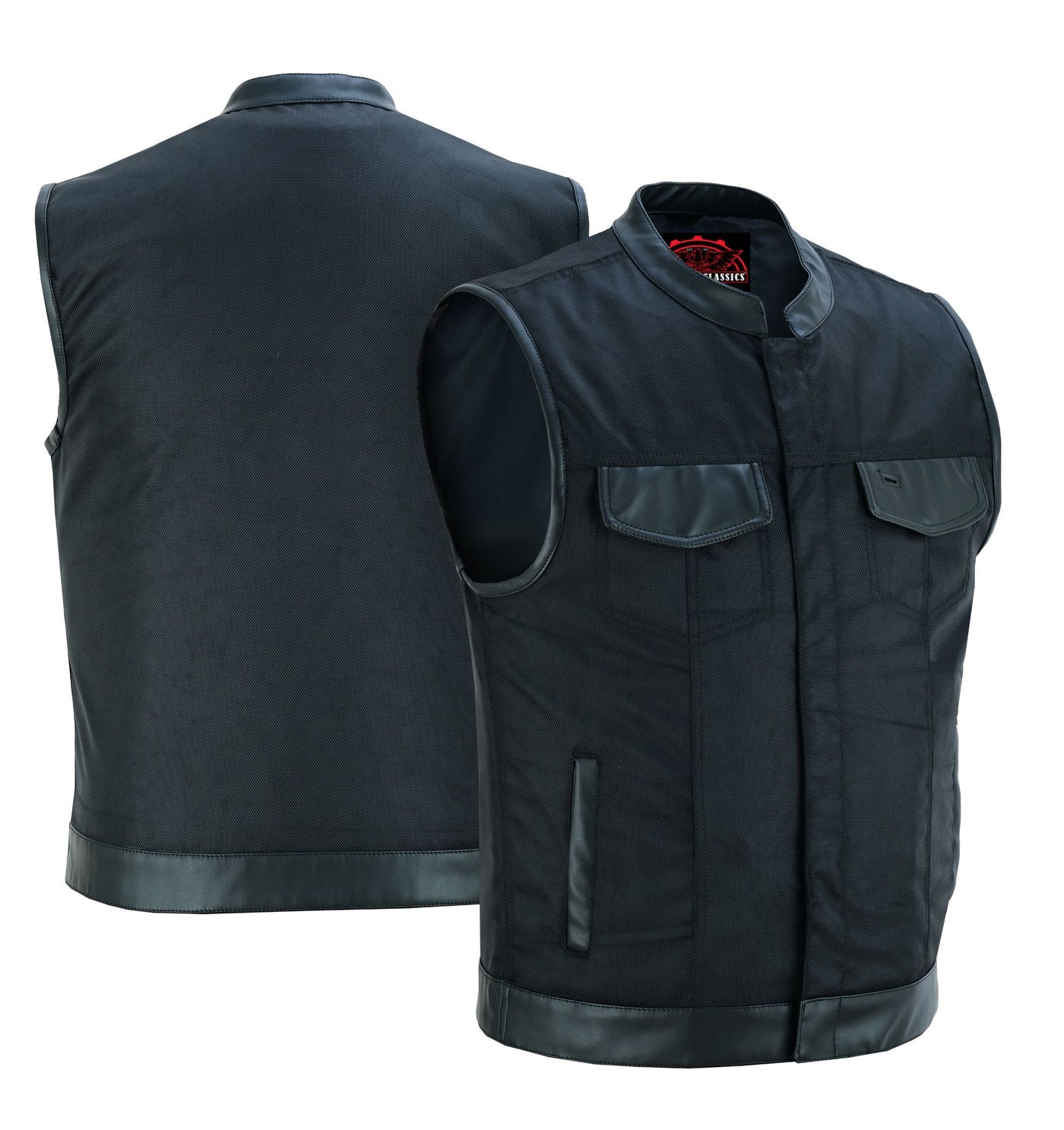 Concealed Snap Closure, Textile Material, Scoop Collar & Hidden