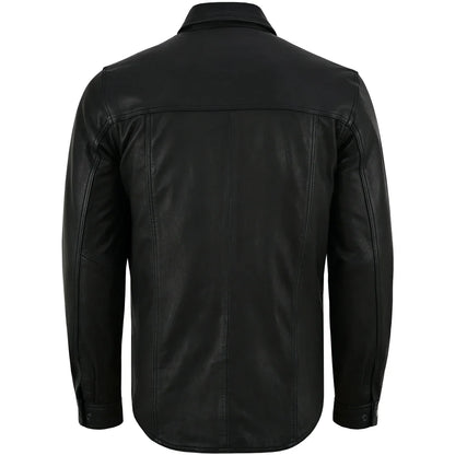 Men's Premium Lightweight Black Leather Shirt
