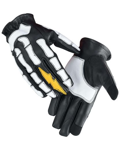 Zaurik - Leather Skeleton Gloves For Men