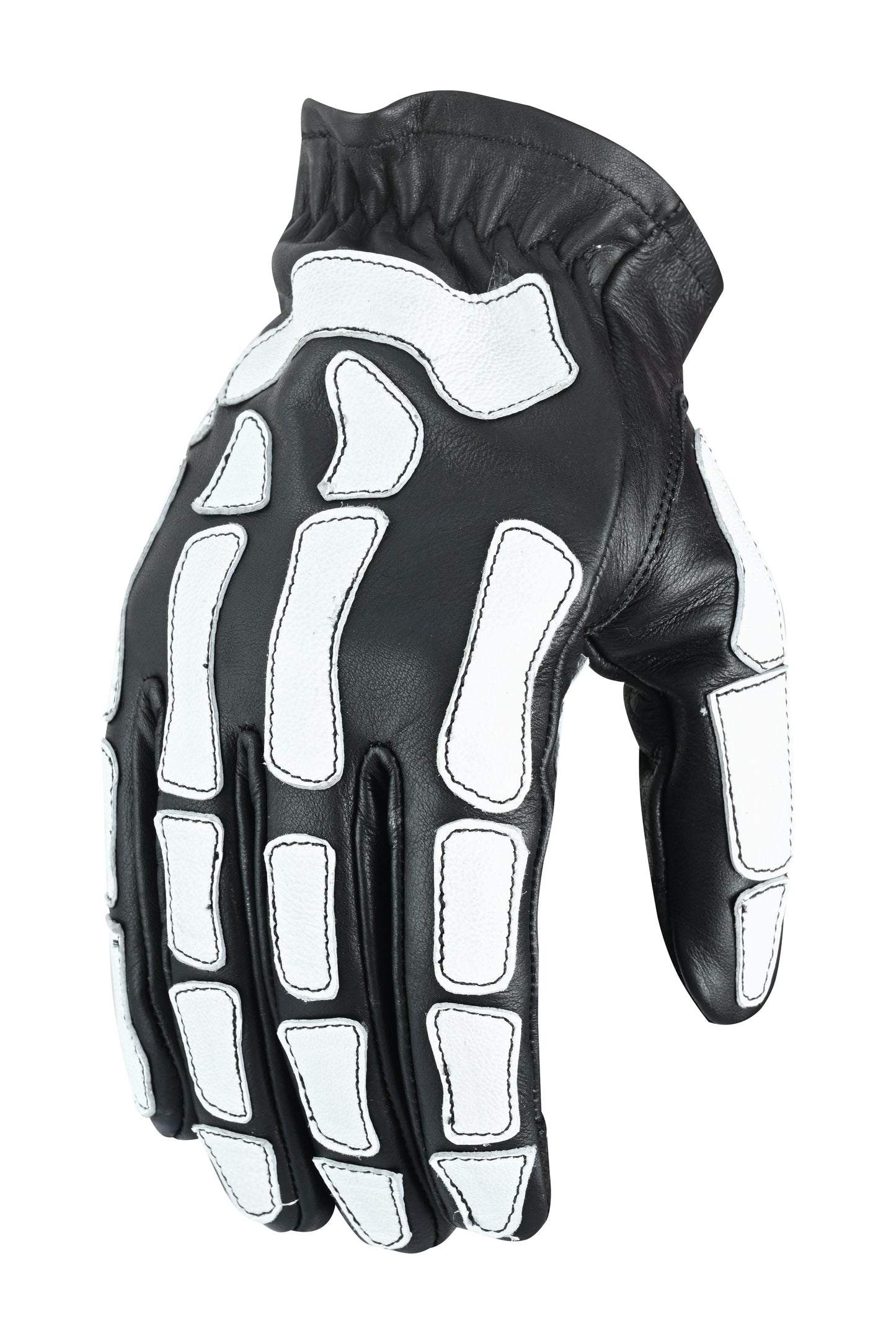 Glow Bones Black and White Leather Skeleton Glove