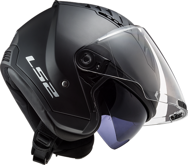 Copter Solid Open Face Motorcycle Helmet W/ SunShield Matte Black