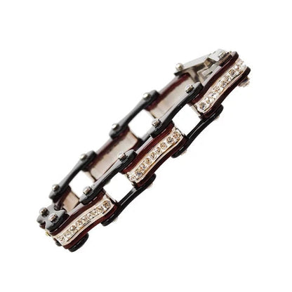 VJ116 Two Tone Black/Candy Red W/White Crystal Centers