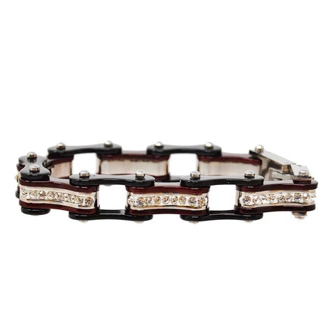 VJ116 Two Tone Black/Candy Red W/White Crystal Centers
