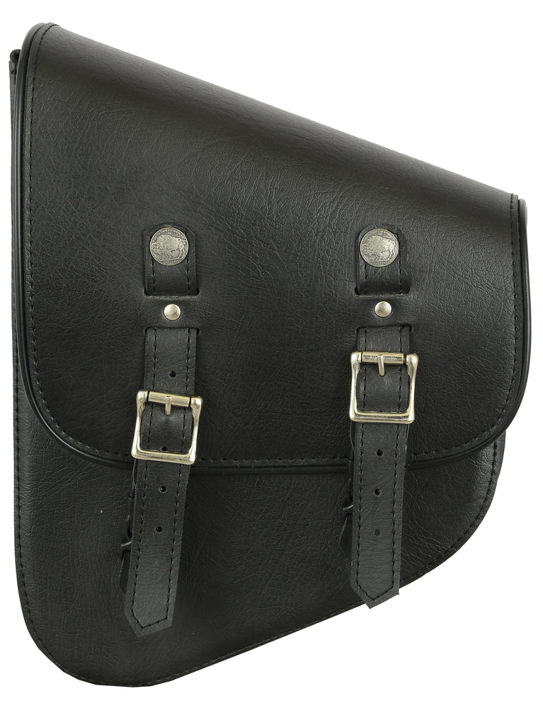 Left Side Synthetic Leather Swing Arm Bag W/ Buffalo Snaps