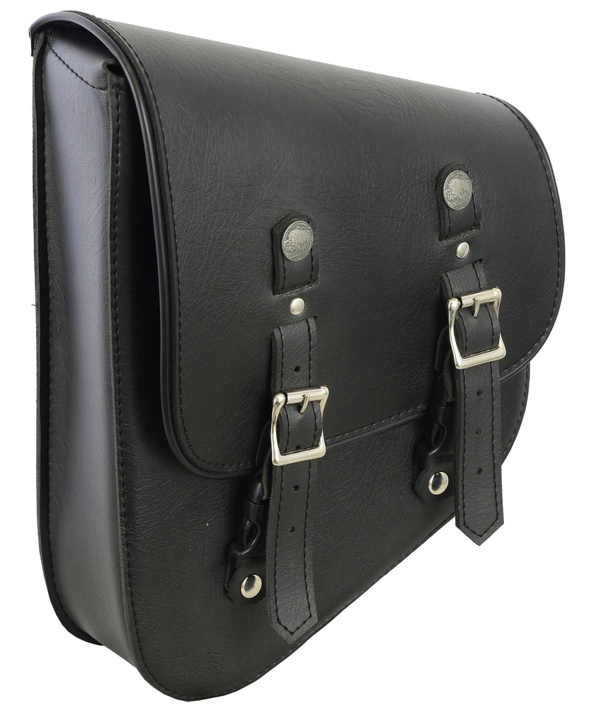 Left Side Synthetic Leather Swing Arm Bag W/ Buffalo Snaps