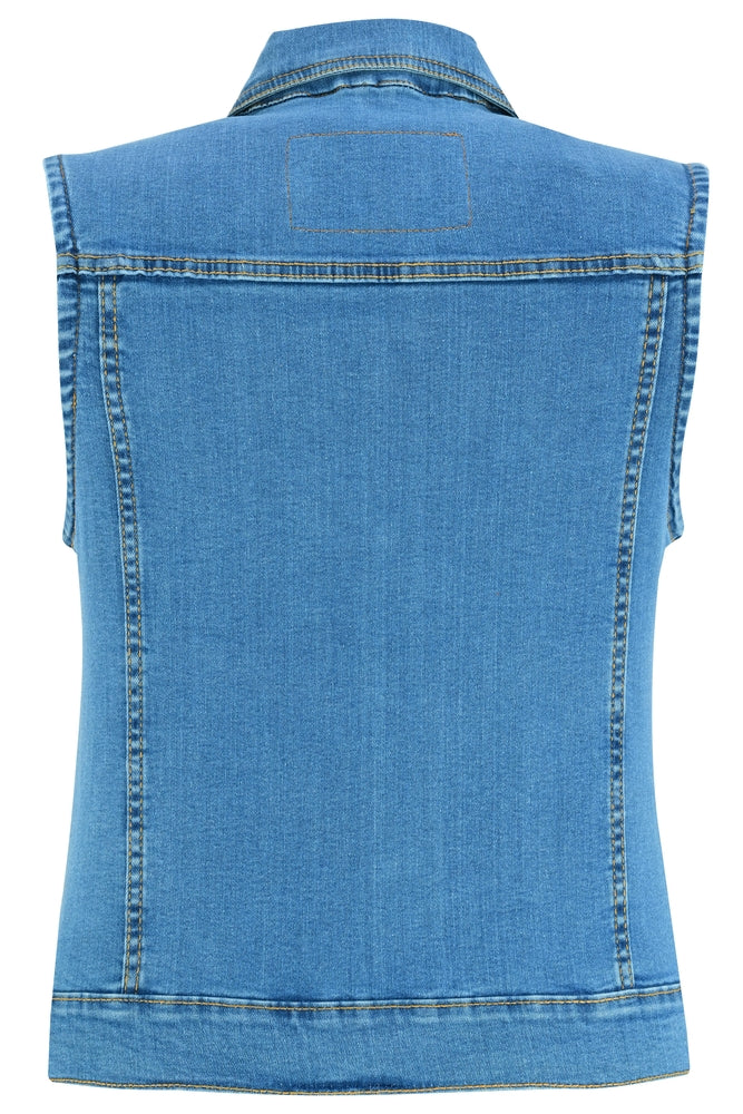 Women's Blue Denim Snap Front Vest