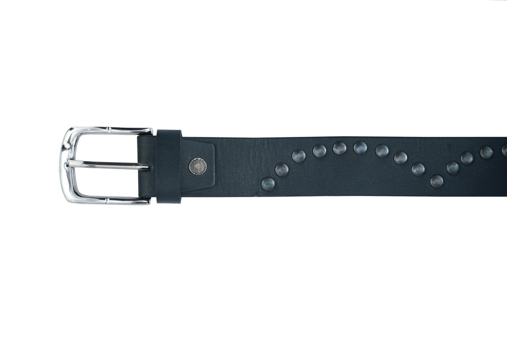 Super Cool Curved Pattern Studded Leather Belt
