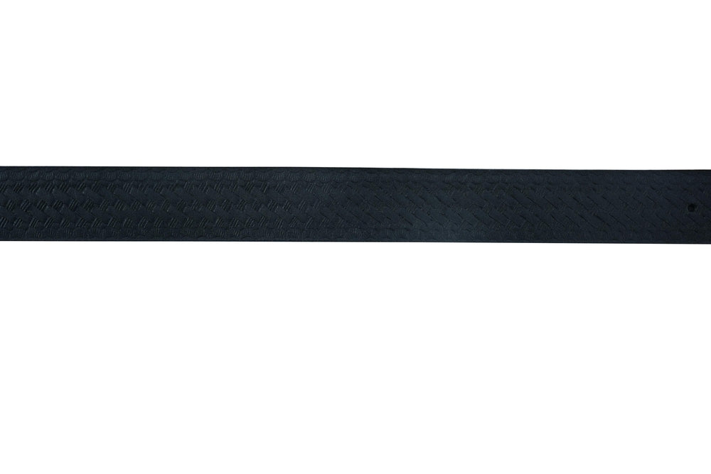 Timeless Black Basket Weave Pattern Leather Belt