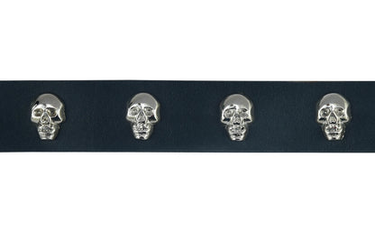 Skull Heads Black Genuine Leather Belt