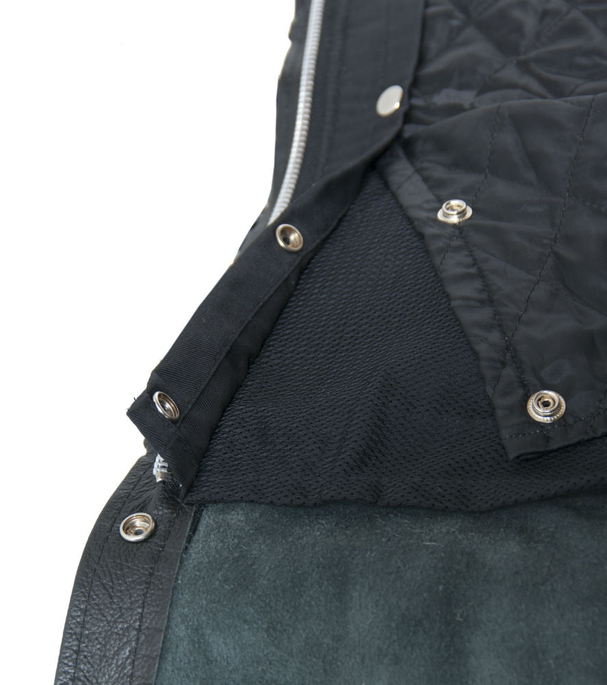 Rider Shield Black leather motorcycle chaps - Black