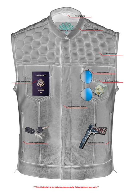 Whiskey Men's Motorcycle Leather Vest - Black