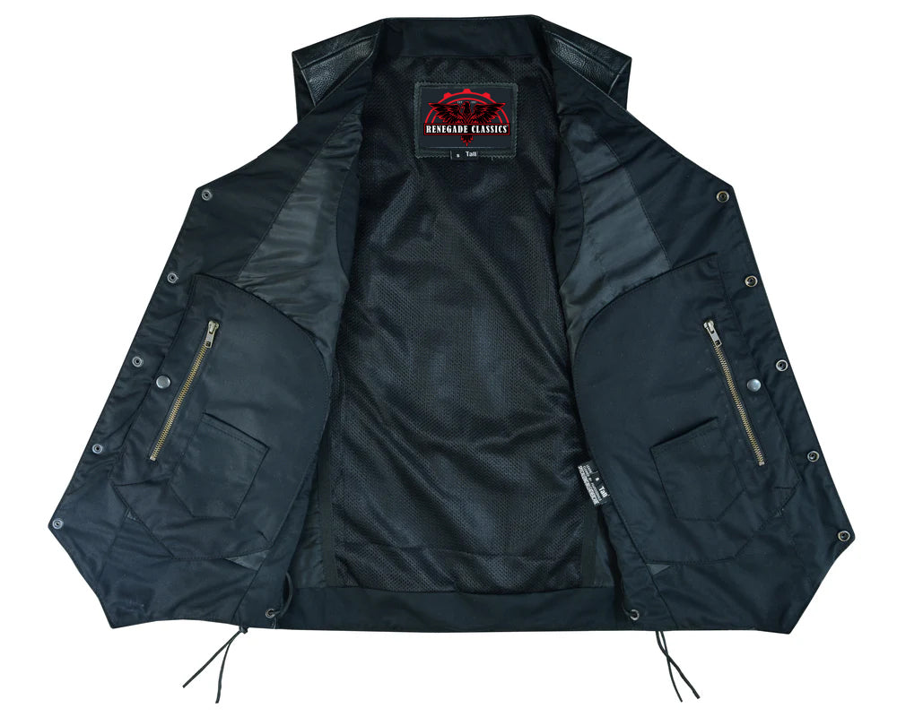 Men's Ten Pocket Utility Black Vest - TALL