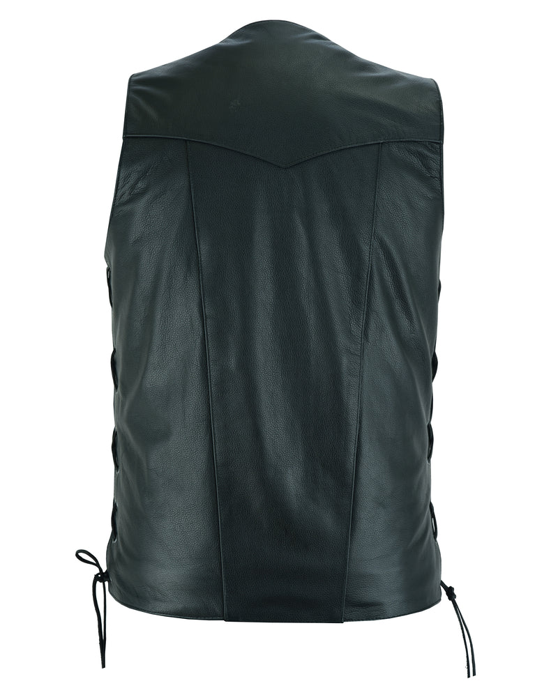Men's Ten Pocket Utility Black Vest - TALL