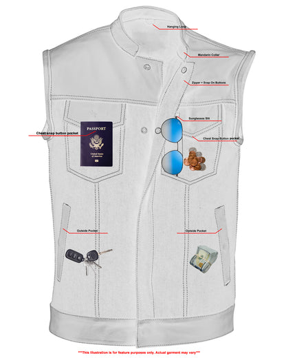 RC900 Men's Leather/Denim Combo Vest
