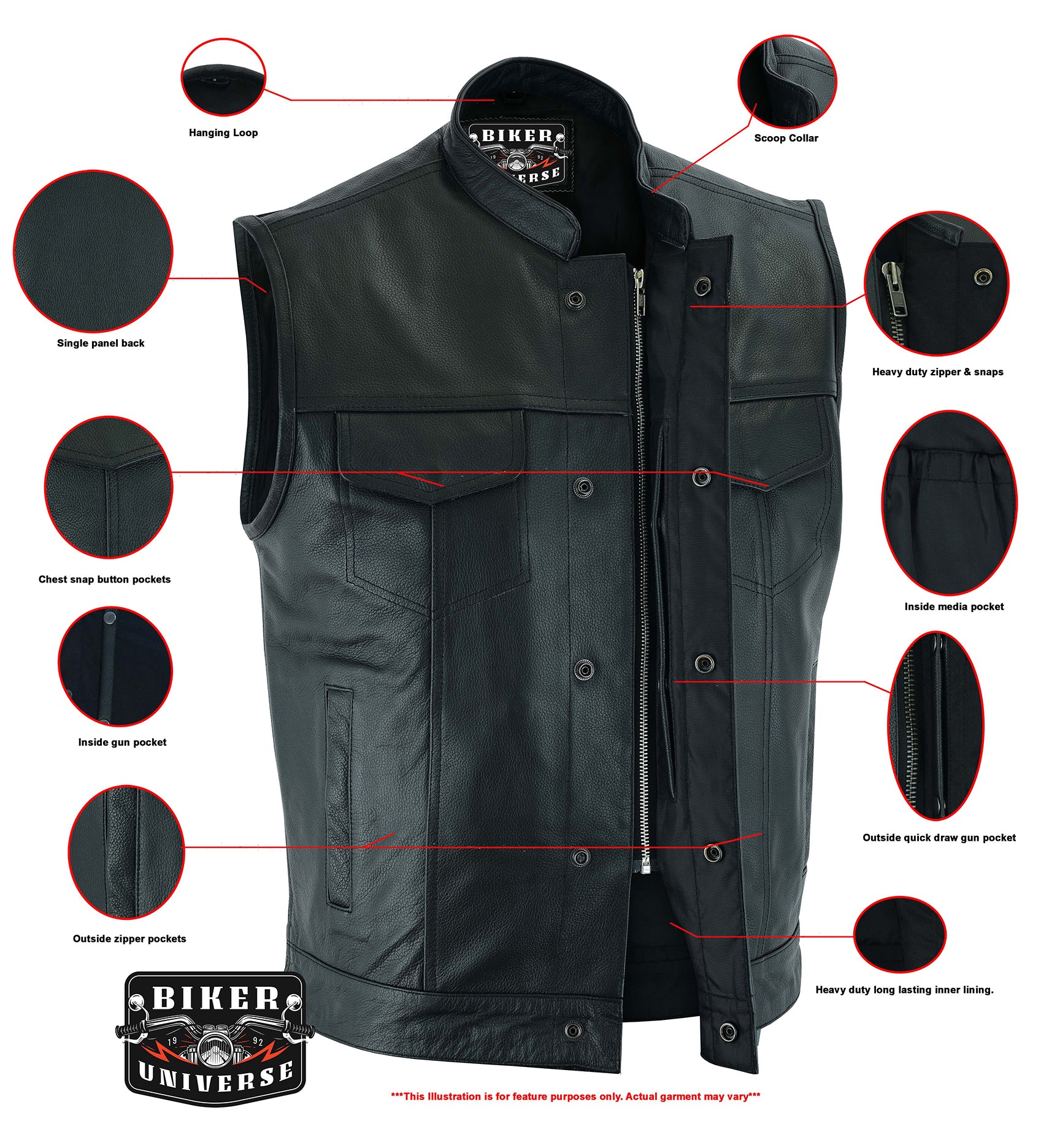 Gunslinger Leather Vest | Purchase Gun Slinger Men's Leather Biker