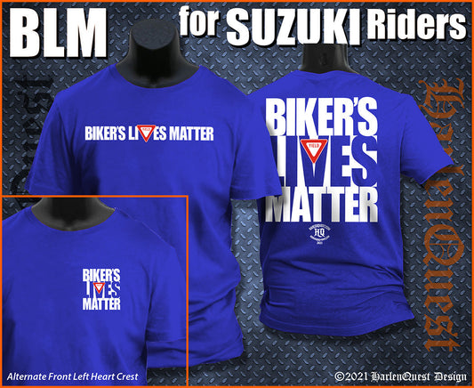 Biker's Lives Matter Suzuki Riders - Blue Shirt White Letters