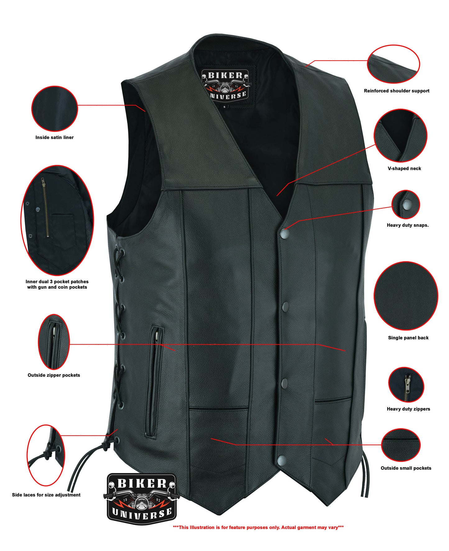 Lineman Leather Motorcycle Vest