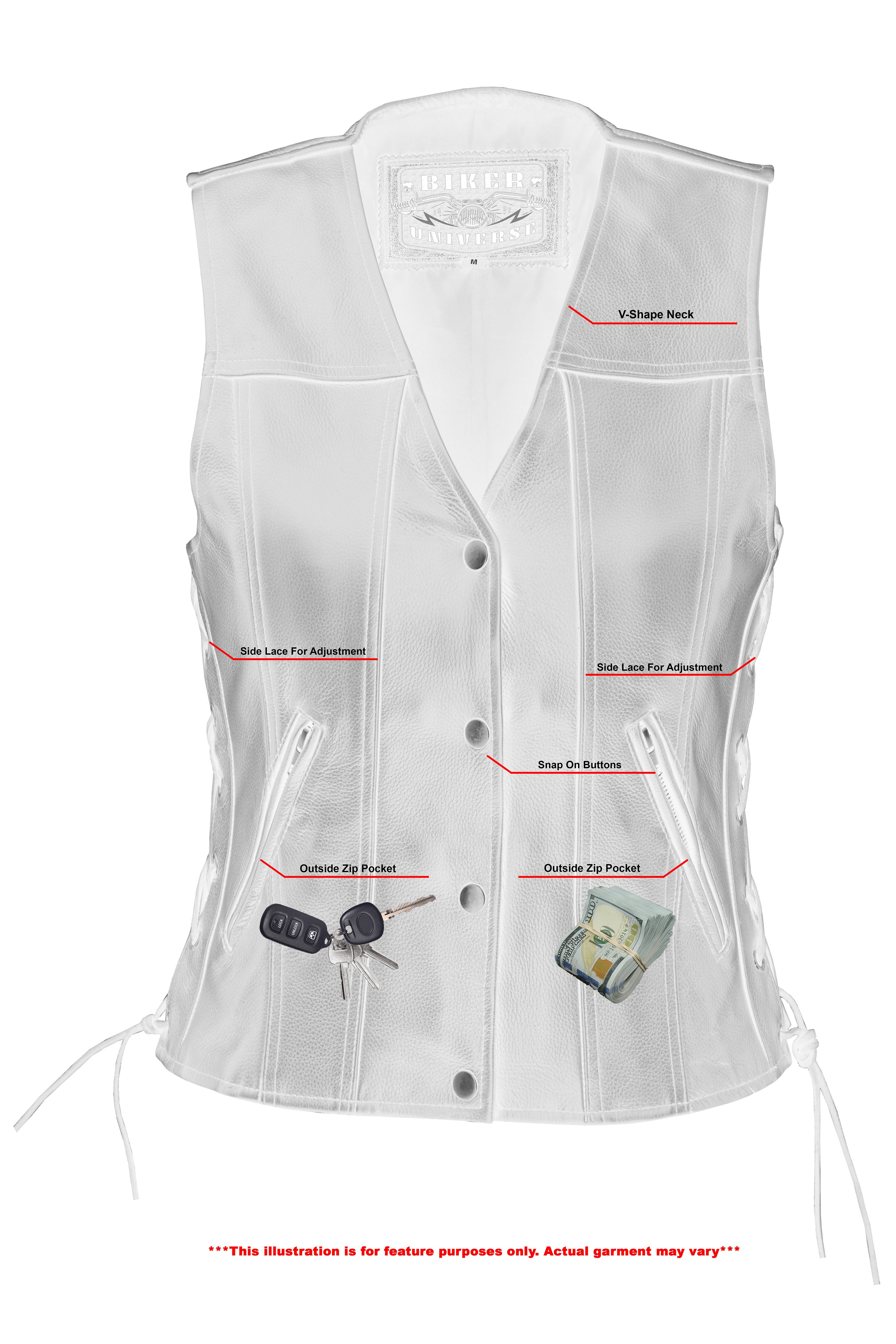 Womens white leather motorcycle on sale vest