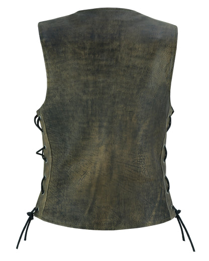 DS207 Women's Antique Brown Single Back Panel Concealed Carry Vest