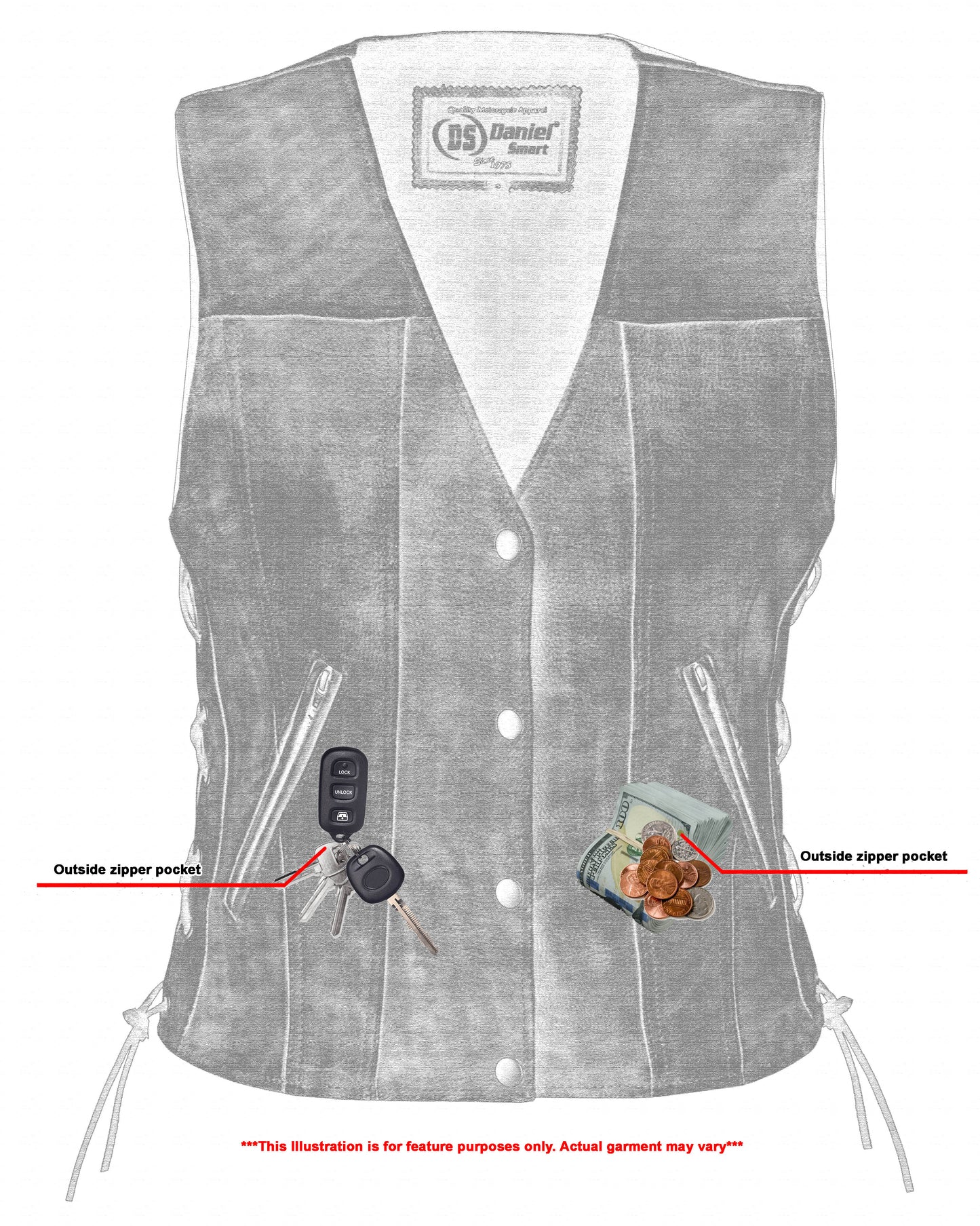 Women's Antique Brown Single Back Panel Concealed Carry Vest