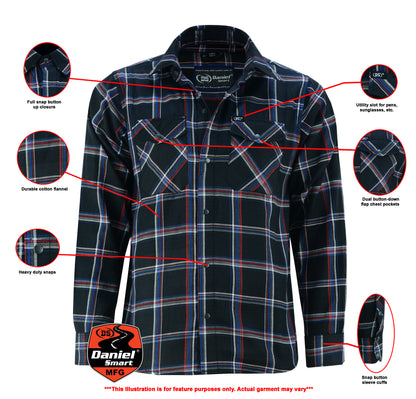 Flannel Shirt - Black, Red and Blue