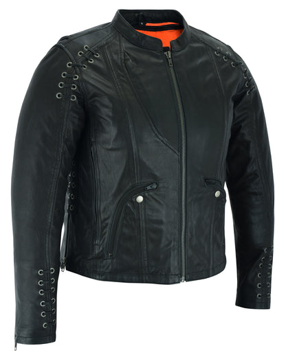 DS885 Women's Stylish Jacket with Grommet and Lacing Accents