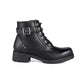 Ladies Black 6-Eye Motorcycle Boots W/ Zipper