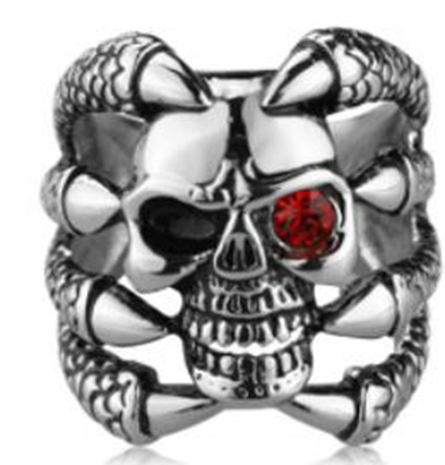R112 Stainless Steel Claw Face Skull Biker Ring