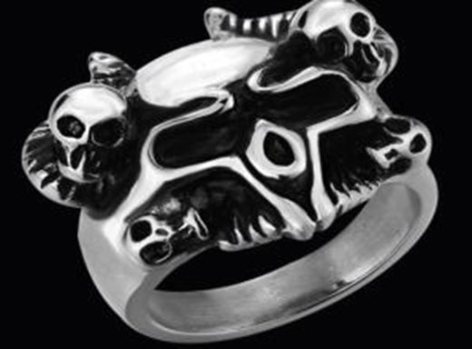 R142 Stainless Steel Serpent Skull Biker Ring