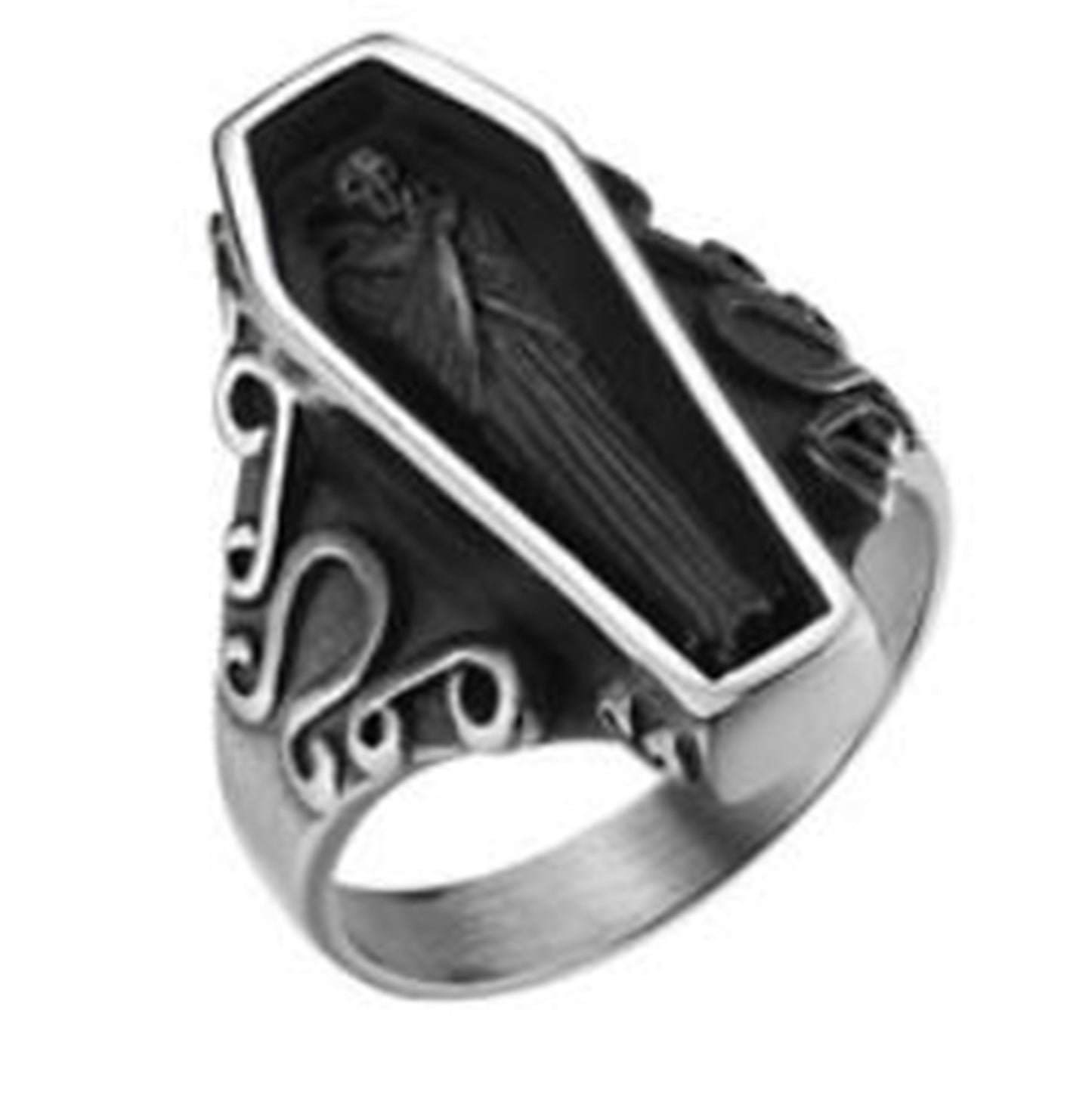 R154 Stainless Steel Coffin Biker Ring
