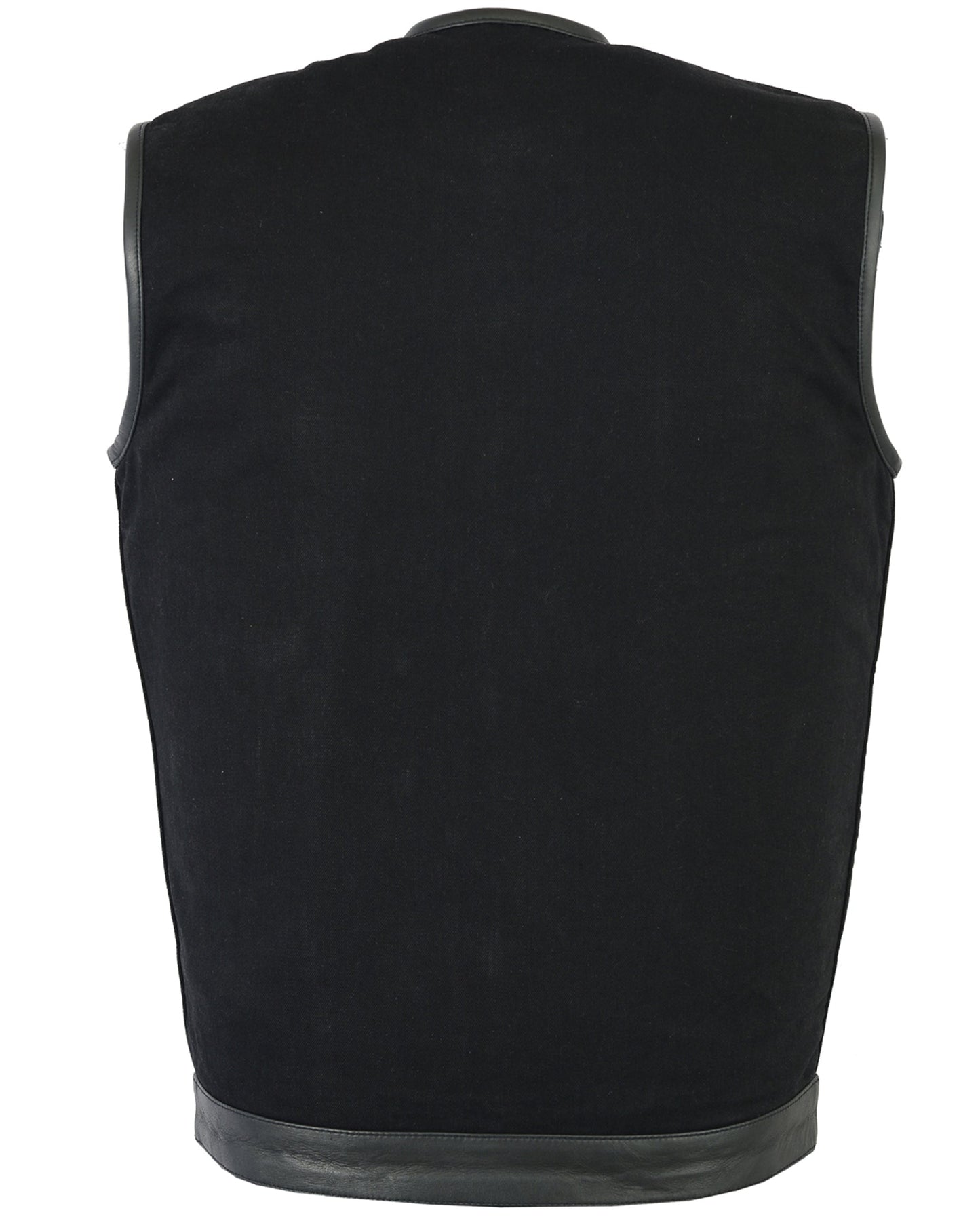 RC991 Men's Black Denim Single Panel Concealment Vest W/Leather Trim- w/o C