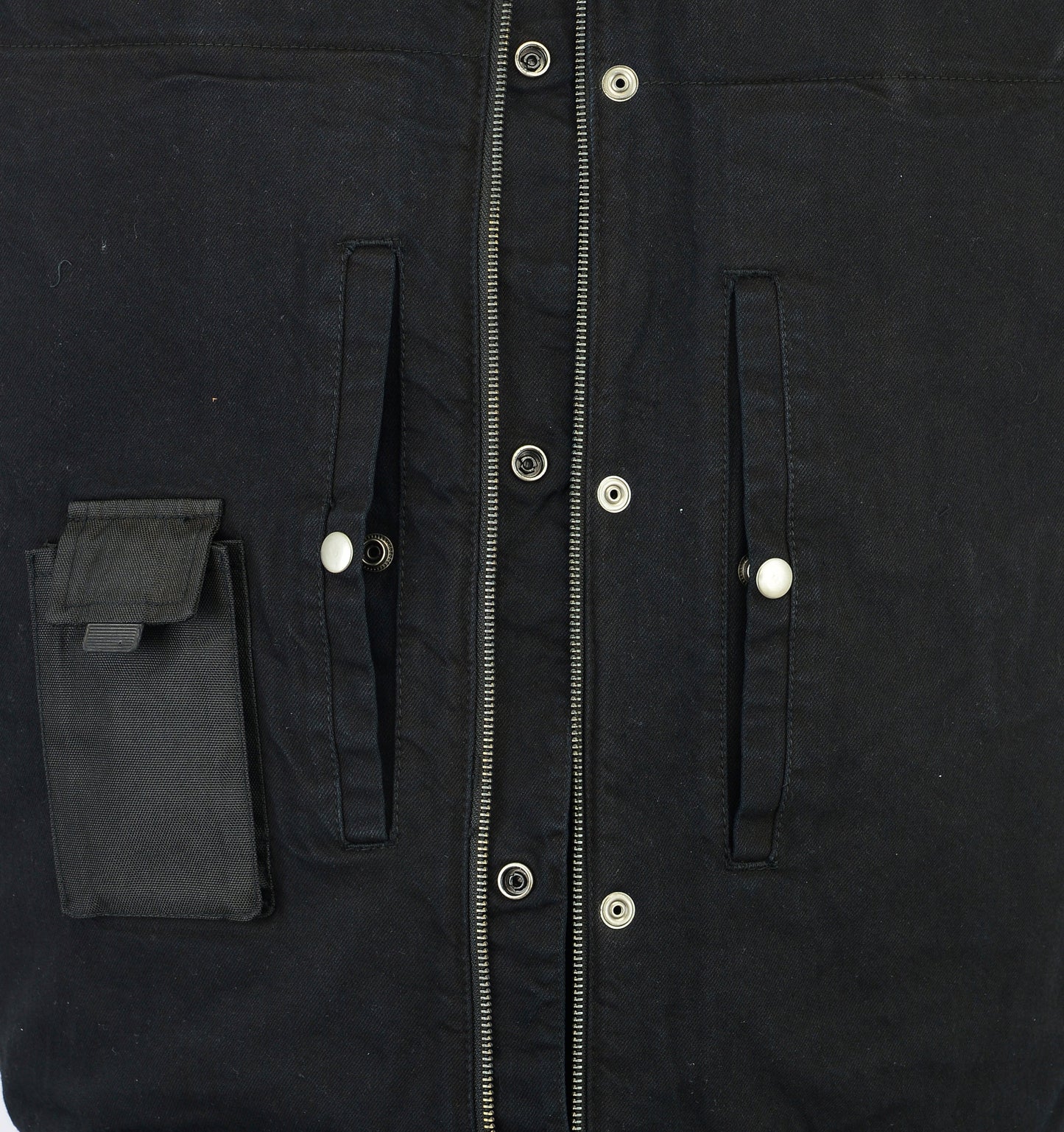 RC991 Men's Black Denim Single Panel Concealment Vest W/Leather Trim- w/o C