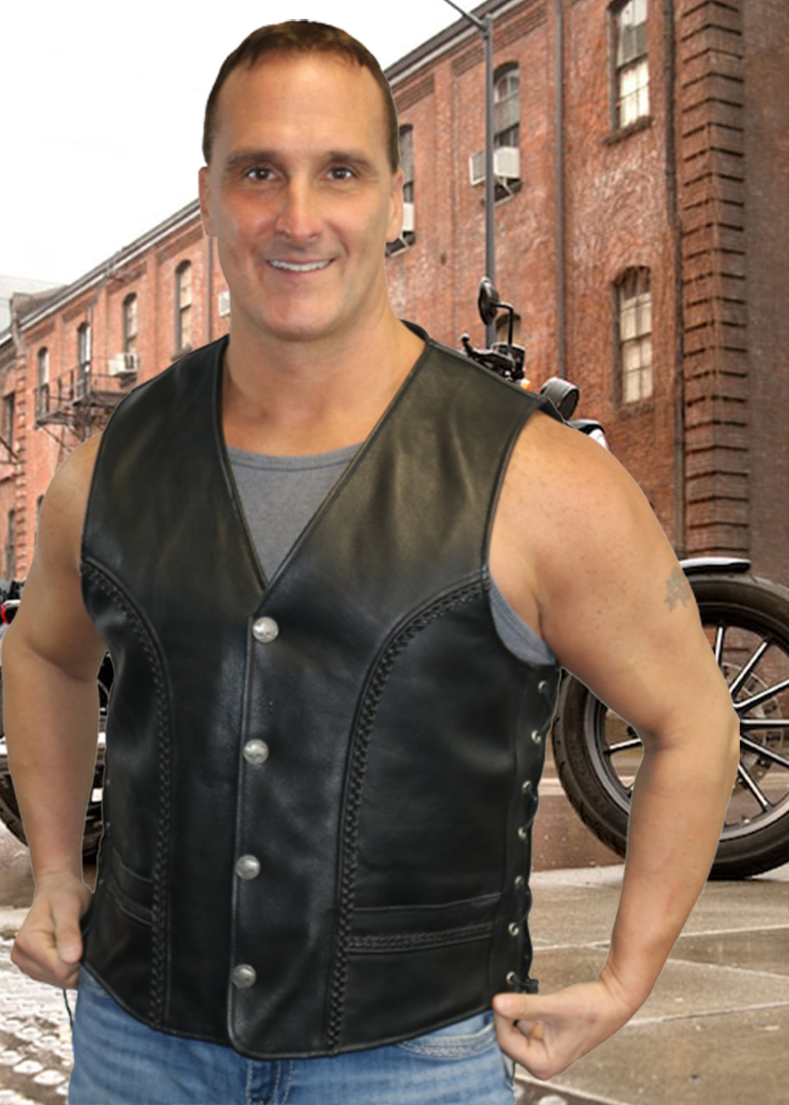 Rustler Leather Motorcycle Vest